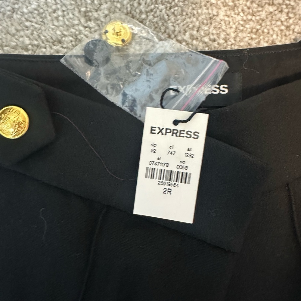 Express High Rise Black Skinny Pants with Gold Accents